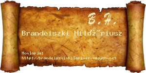 Brandeiszki Hiláriusz névjegykártya